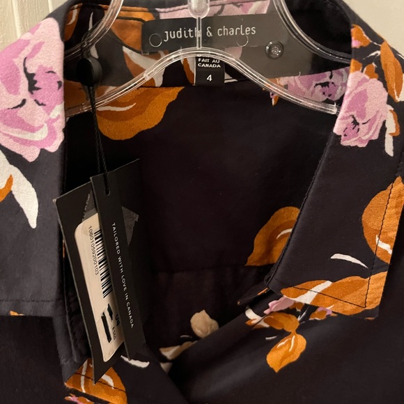 Judith and Charles 100 percent cotton floral shirt size 4 - Picture 2 of 6